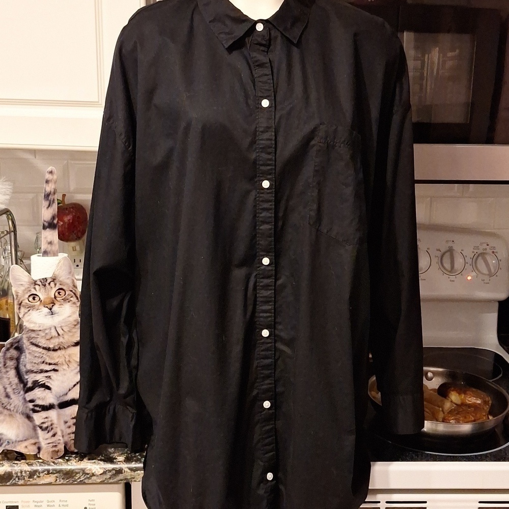 C womens Old Navy solid black stretch 3/4 sleeve plus size shirt 3X